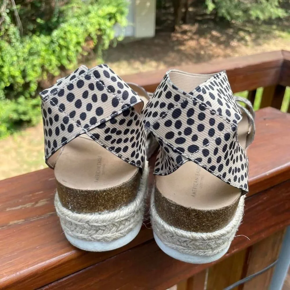 American Eagle Women's 9 Animal Print Y2K Platform Sandals